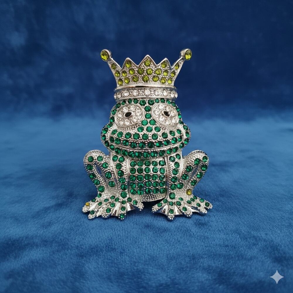 FROG belt Buckle Green And Yellow Rhinestone Studded